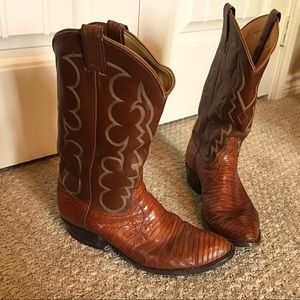 MENS TONY LAMA GENUINE LIZARD SKIN BOOTS. MADE IN THE USA!